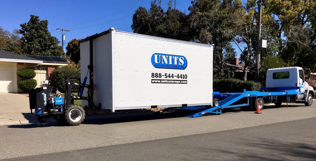 image of units portable storage in vacaville truck, trailer, container, and mule being delivered at a house