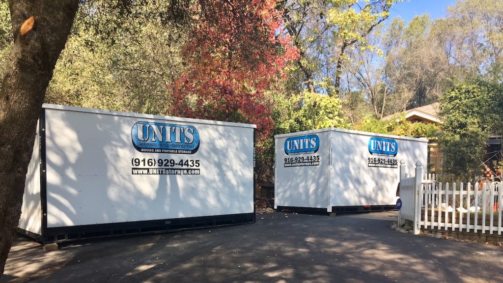 Two UNITS portable storage containers at a Fairfield home being loaded for a move