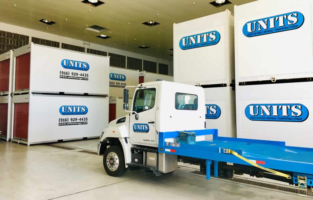 UNITS ROBO delivery truck that places portable storage containers in Loomis, CA